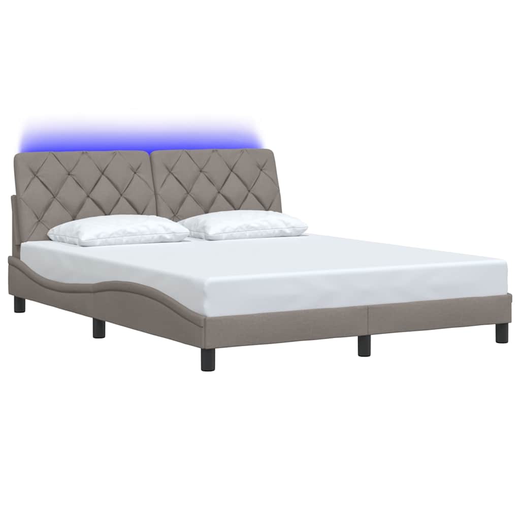 vidaXL Bedframe met LED zonder matras 160x200 cm stof taupe, foto 4