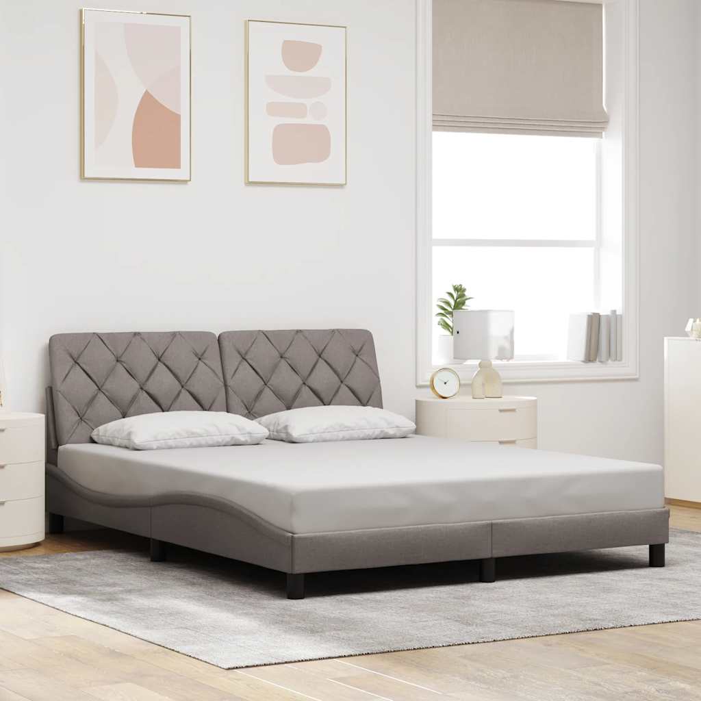 vidaXL Bedframe met LED zonder matras 160x200 cm stof taupe, foto 2