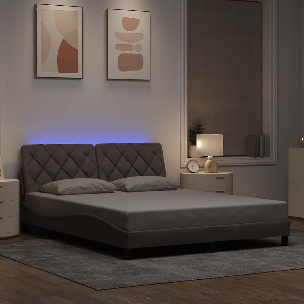 Rám postele s LED bez matrace Taupe 160x200 cm Látka