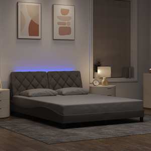 Rám postele s LED bez matrace Taupe 160x200 cm Látka - obrázek 1