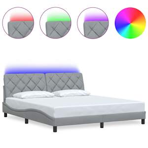 Rám postele s LED bez matrace Světle šedá 180x200 cm Látka - obrázek 2