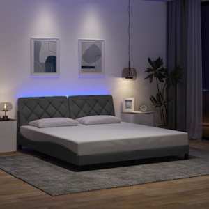 Rám postele s LED bez matrace Světle šedá 180x200 cm Látka - obrázek 1