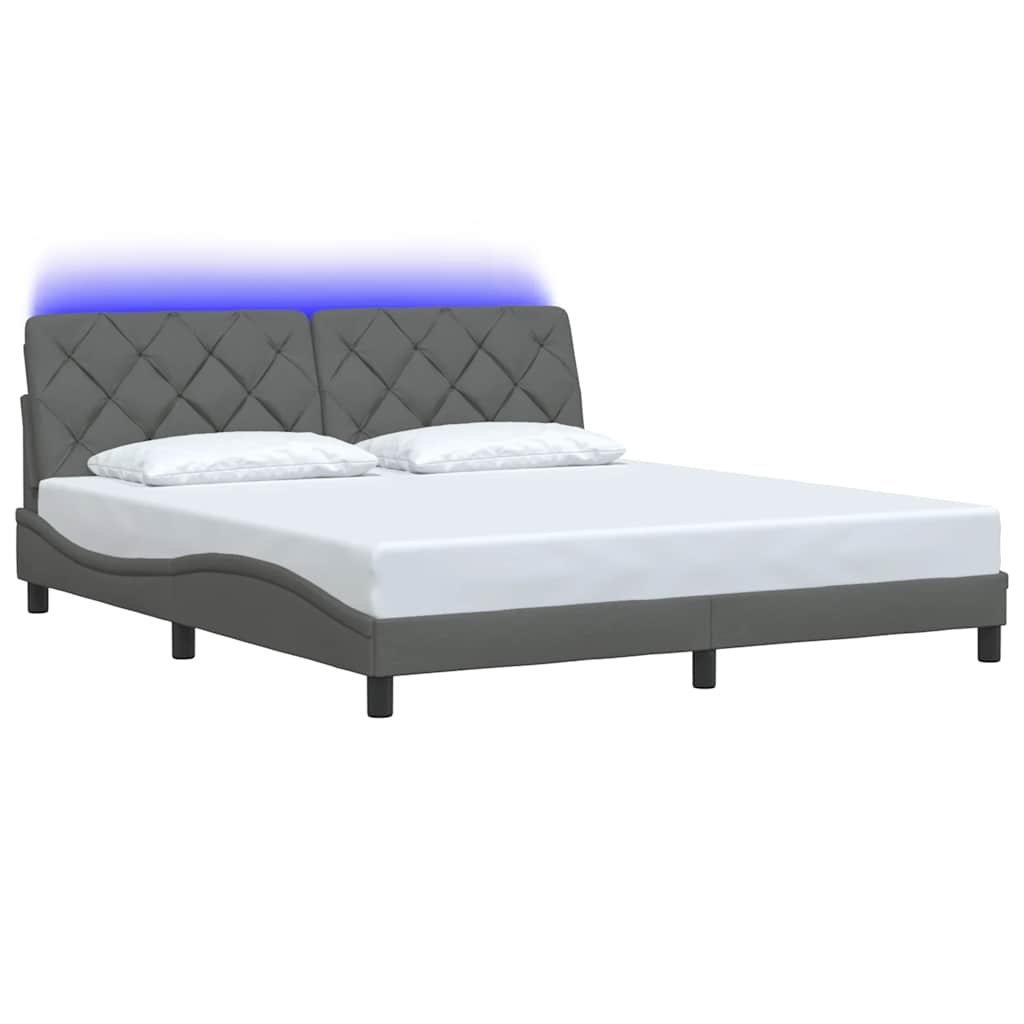vidaXL Bedframe met LED zonder matras 180x200 cm stof donkergrijs afbeelding