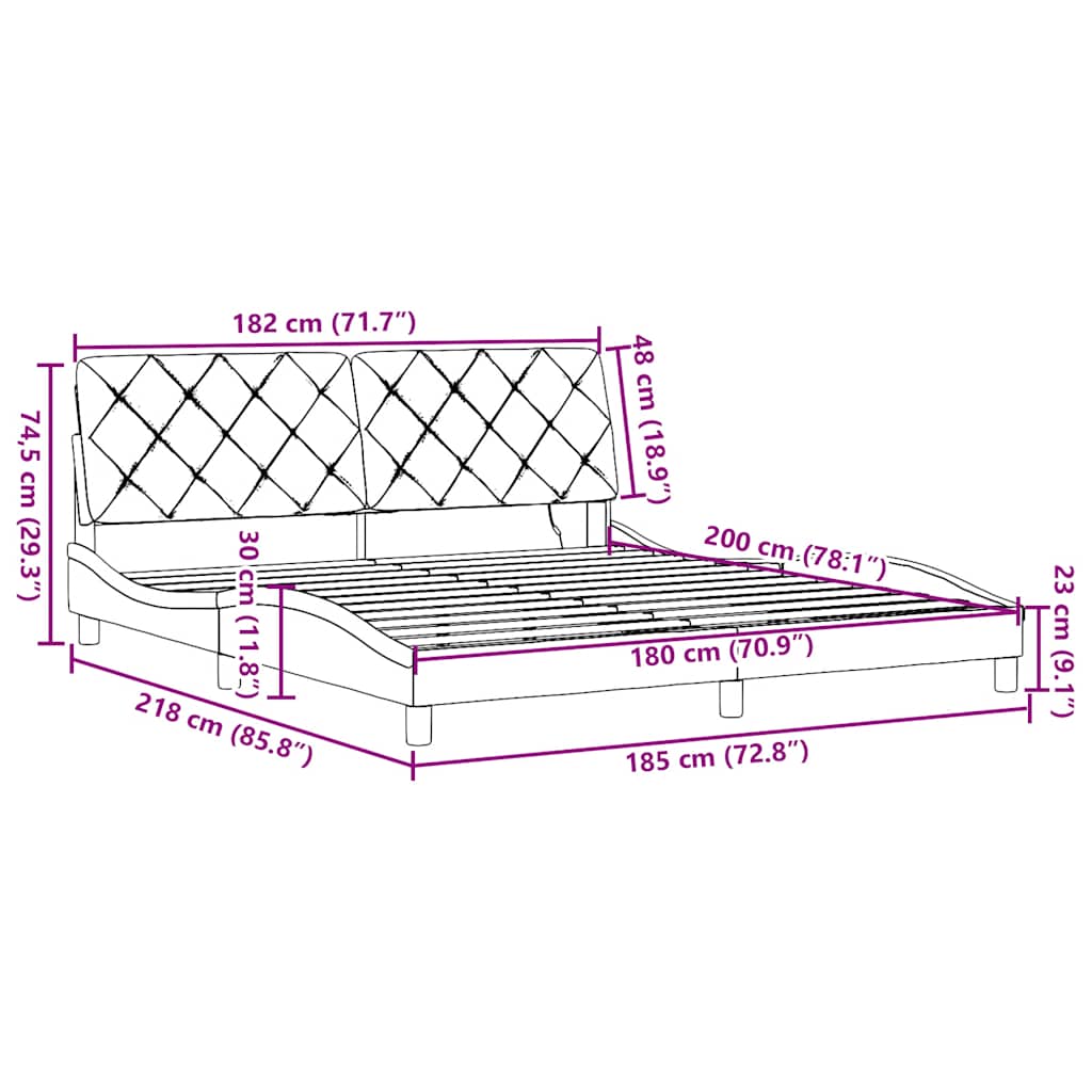 Rám postele s LED bez matrace Tmavě šedá 180x200 cm Látka - obrázek 15