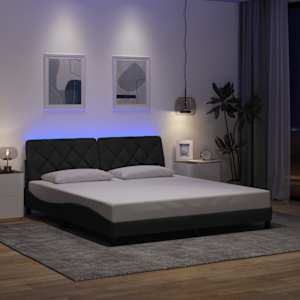 Rám postele s LED bez matrace Tmavě šedá 180x200 cm Látka - obrázek 1