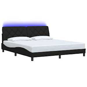 Rám postele s LED bez matrace černý 180x200 cm Látka - obrázek 3
