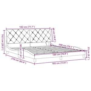 Rám postele s LED bez matrace černý 180x200 cm Látka - obrázek 15