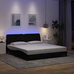 Rám postele s LED bez matrace černý 180x200 cm Látka - obrázek 1