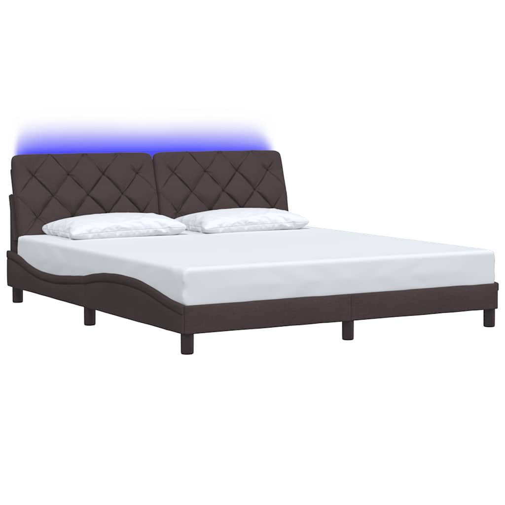 Thumbnail - vidaXL Bettgestell mit LED ohne Matratze Dunkelbraun 180x200 cm Stoff