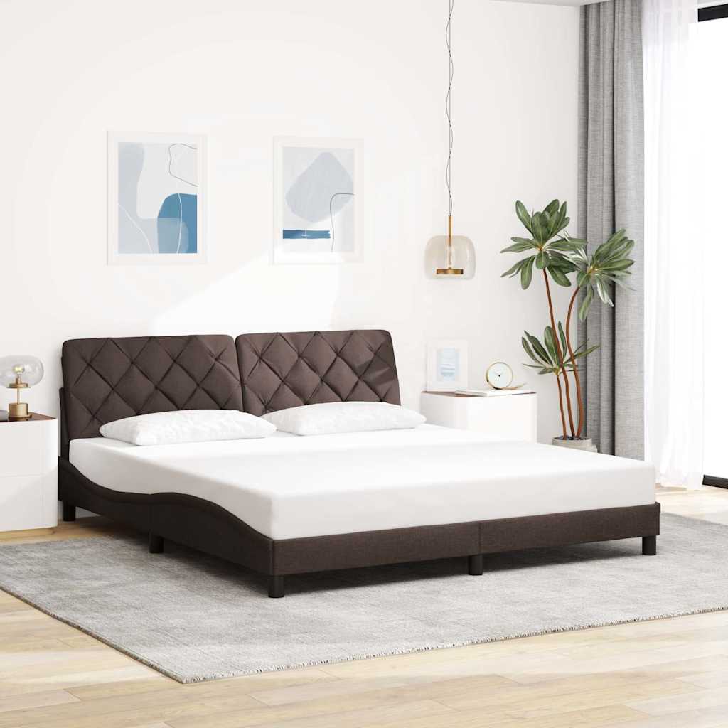 vidaXL Bedframe met LED zonder matras 180x200 cm stof donkerbruin bruin, foto 2