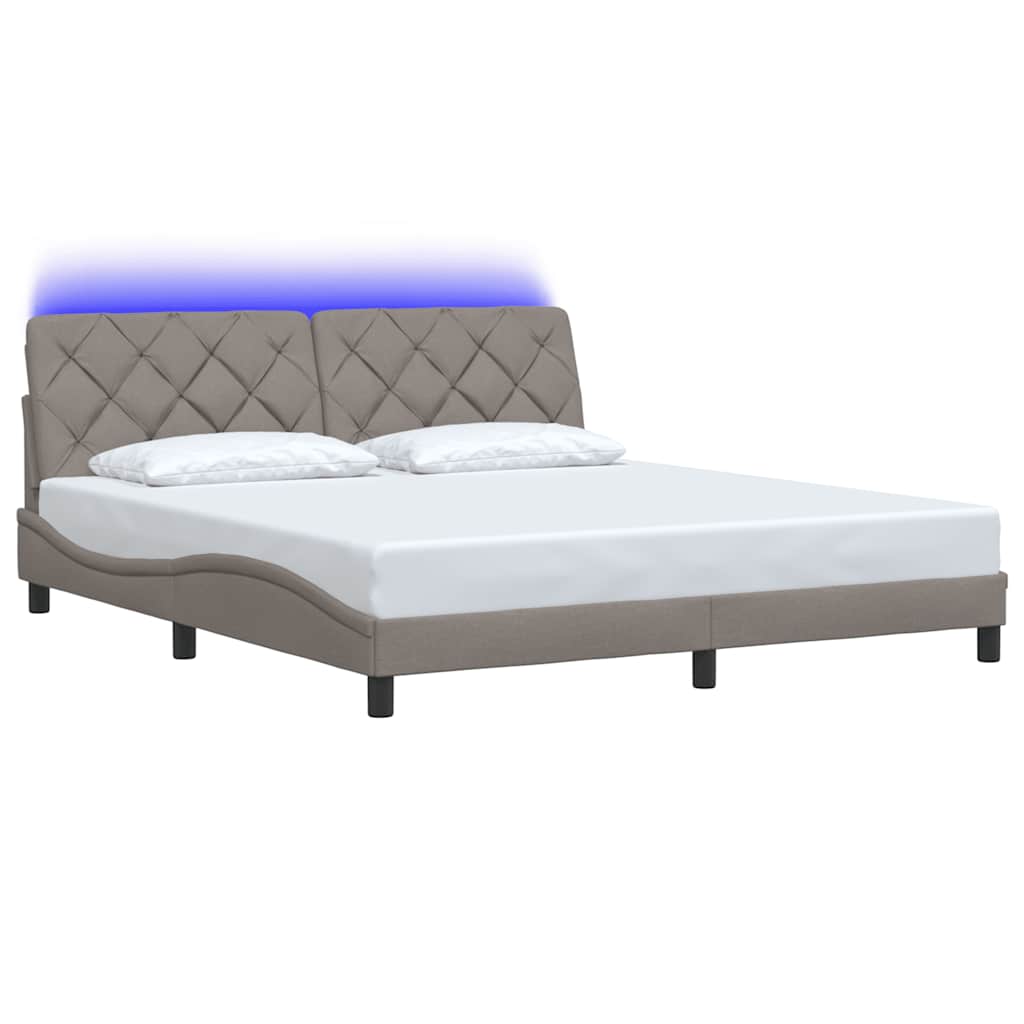 vidaXL Bedframe met LED zonder matras 180x200 cm stof taupe, foto 4