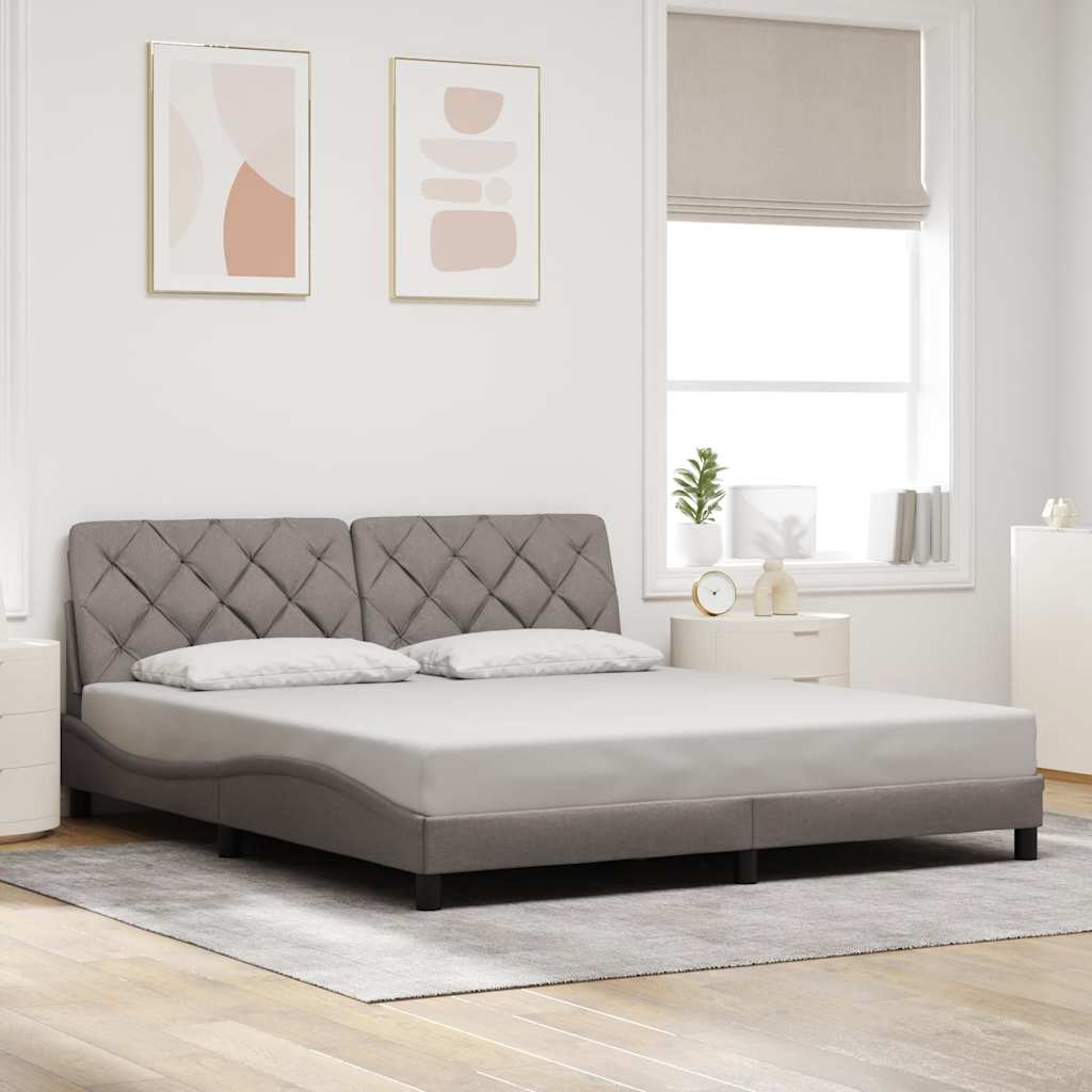 vidaXL Bedframe met LED zonder matras 180x200 cm stof taupe, foto 2