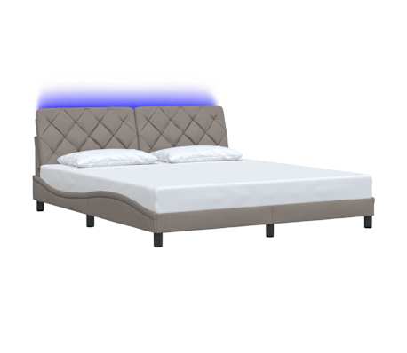 vidaXL Bettgestell mit LED ohne Matratze Taupe 180x200 cm Stoff