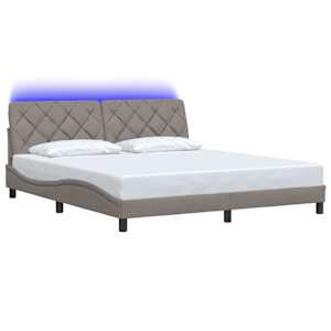 vidaXL Bettgestell mit LED ohne Matratze Taupe 180x200 cm Stoff