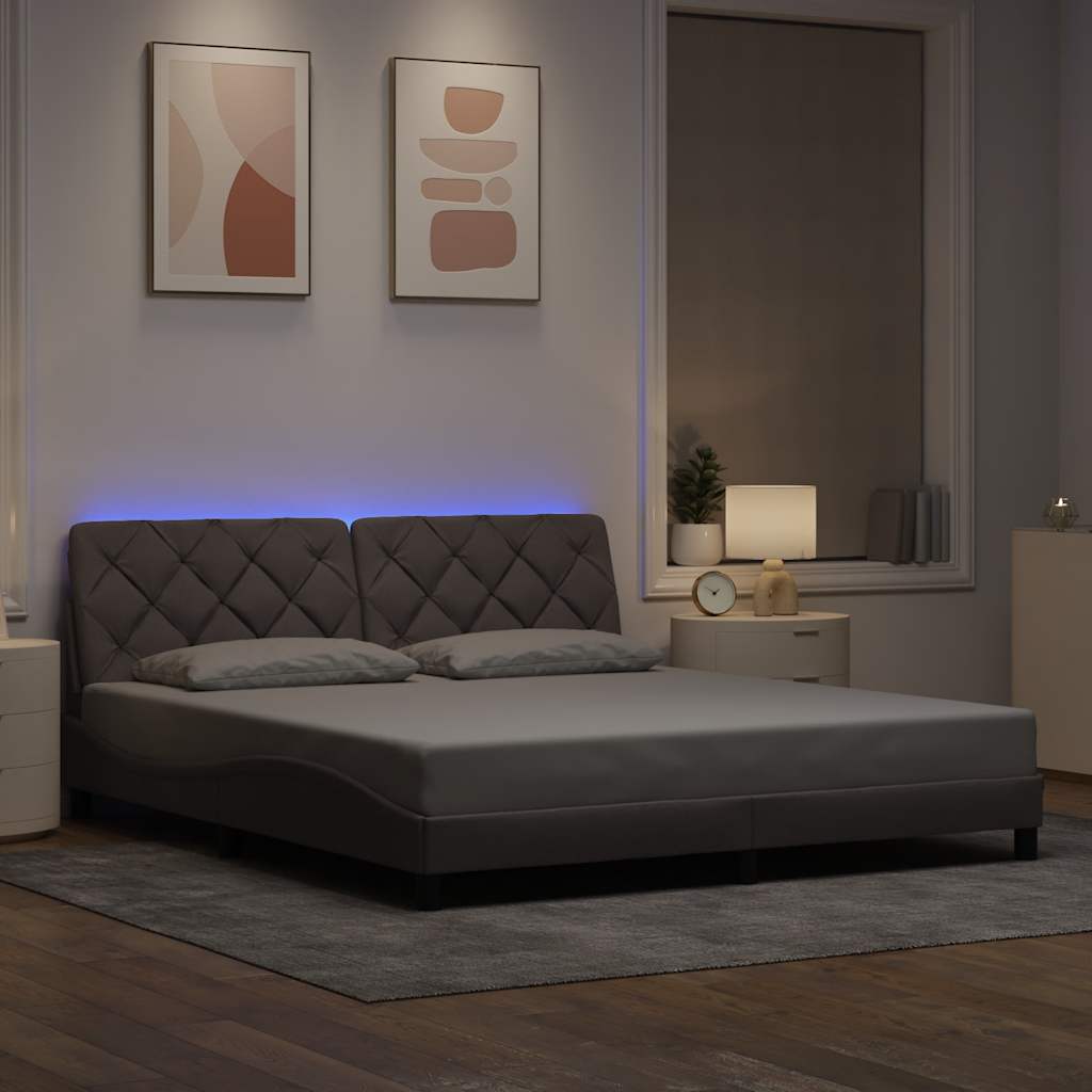 vidaXL Cadru de pat cu LED fără saltea Taupe 180x200 cm Material