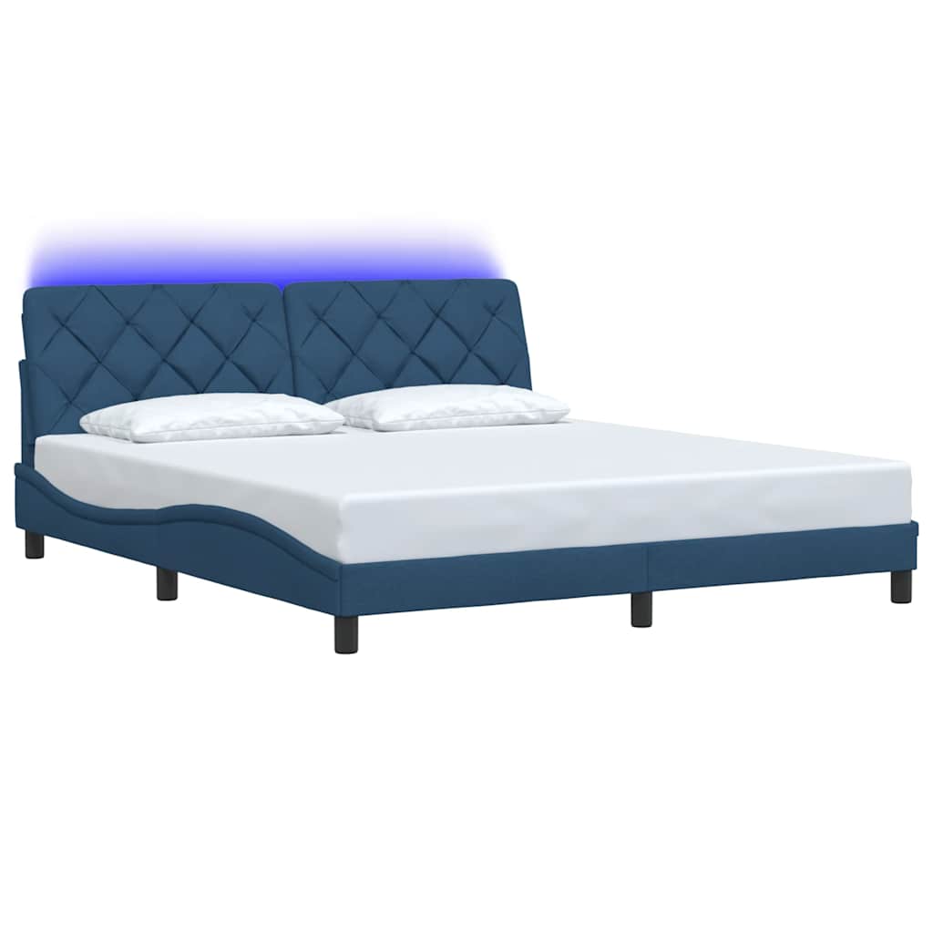 Thumbnail - vidaXL Bettgestell mit LED ohne Matratze Blau 180x200 cm Stoff