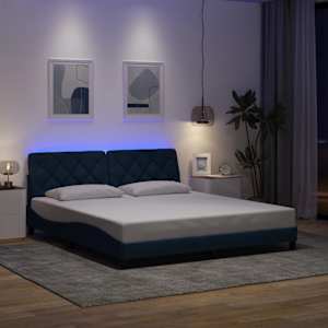 Rám postele s LED bez matrace Modrá 180x200 cm Látka