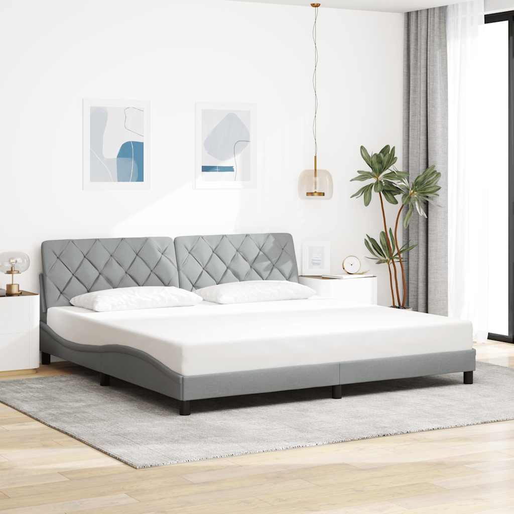 vidaXL Bedframe met LED zonder matras stof 200x200 cm lichtgrijs grijs, foto 2