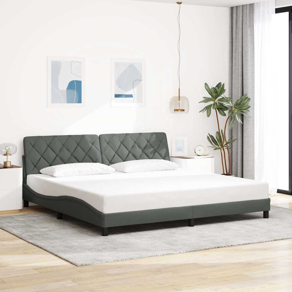 vidaXL Bedframe met LED zonder matras 200x200 cm stof donkergrijs grijs, foto 2