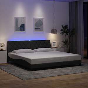 Rám postele s LED bez matrace Tmavě šedá 200x200 cm Látka - obrázek 1