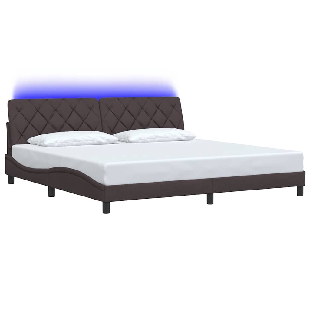 vidaXL Bedframe met LED zonder matras 200x200 cm stof donkerbruin bruin, foto 4