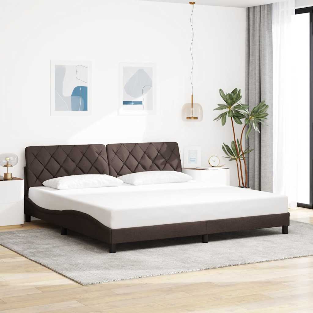 vidaXL Bedframe met LED zonder matras 200x200 cm stof donkerbruin bruin, foto 2