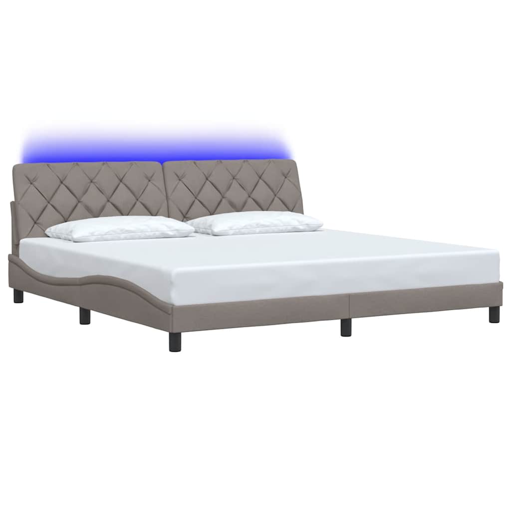 vidaXL Bedframe met LED zonder matras 200x200 cm stof taupe, foto 4