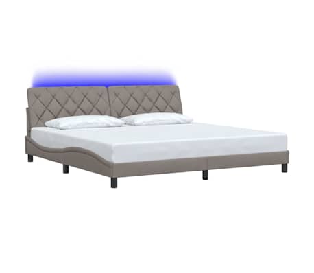 vidaXL Cadre de lit avec LED sans matelas taupe 200x200 cm tissu