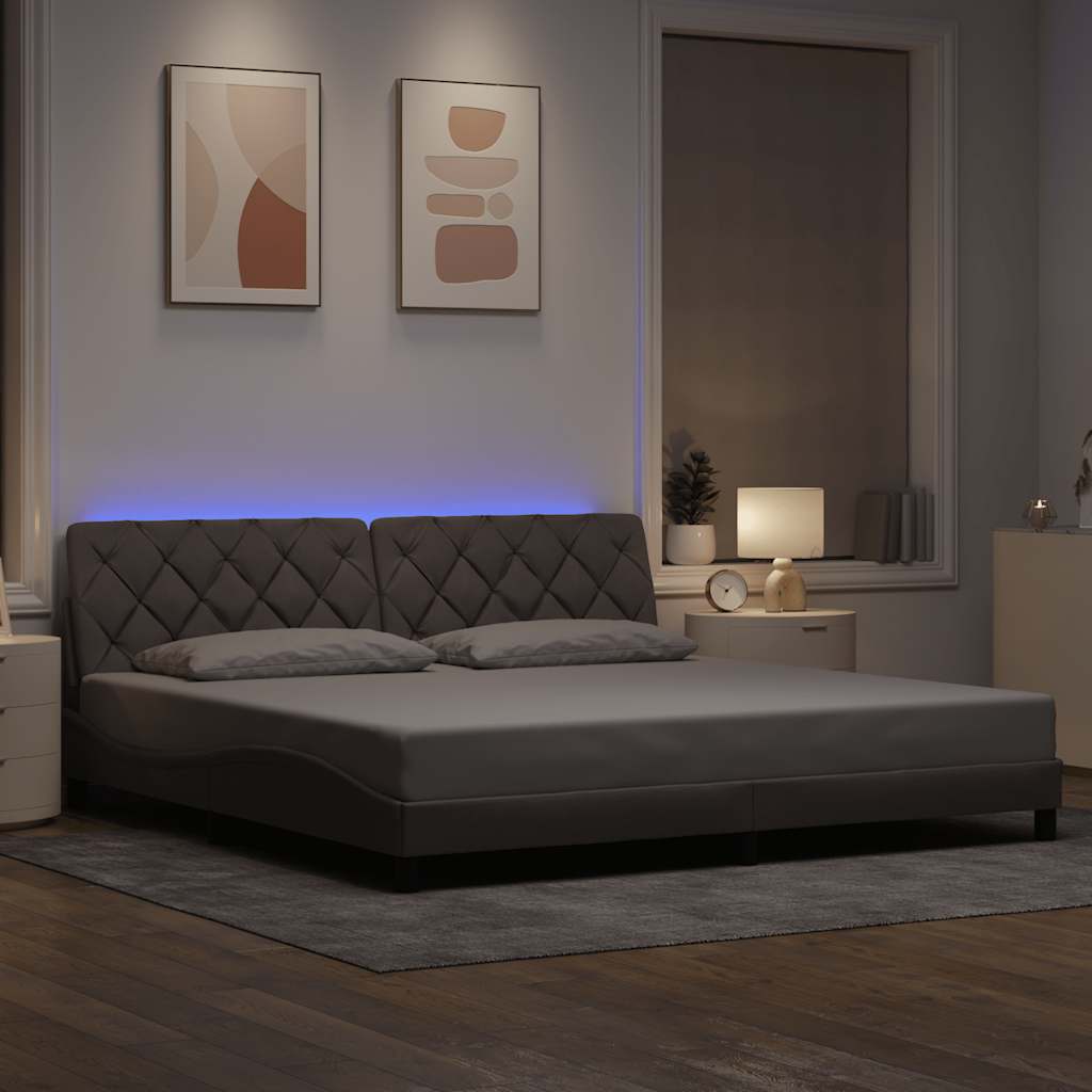 vidaXL Bettgestell mit LED ohne Matratze Taupe 200x200 cm Stoff