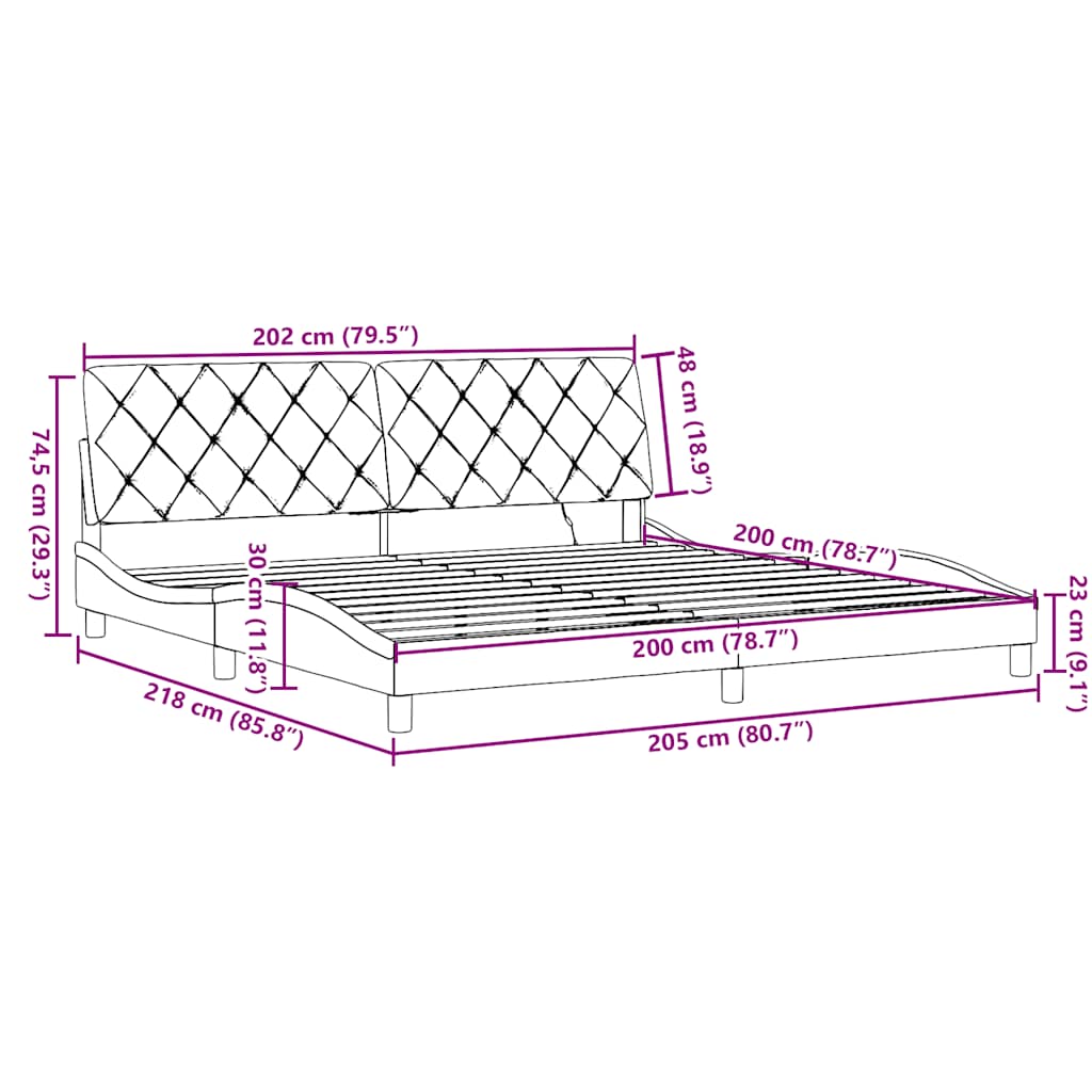 Rám postele s LED bez matrace Modrá 200x200 cm Látka - obrázek 15