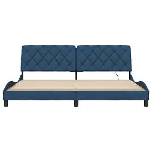 Rám postele s LED bez matrace Modrá 200x200 cm Látka - obrázek 6
