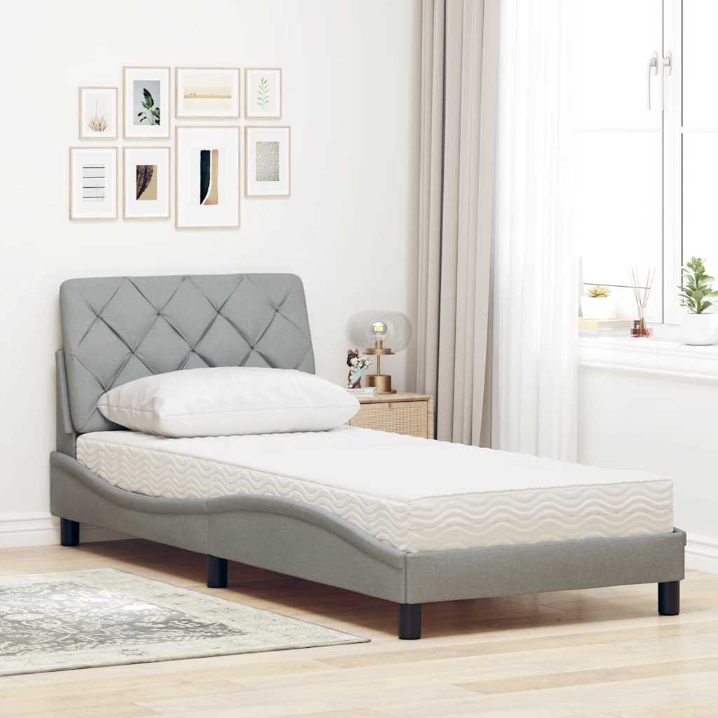 vidaXL - Bed - met - matras - stof - lichtgrijs - 80x200 - cm