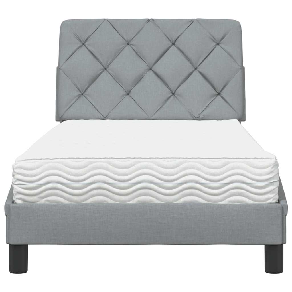 vidaXL Bed met matras stof lichtgrijs 80x200 cm grijs, foto 4