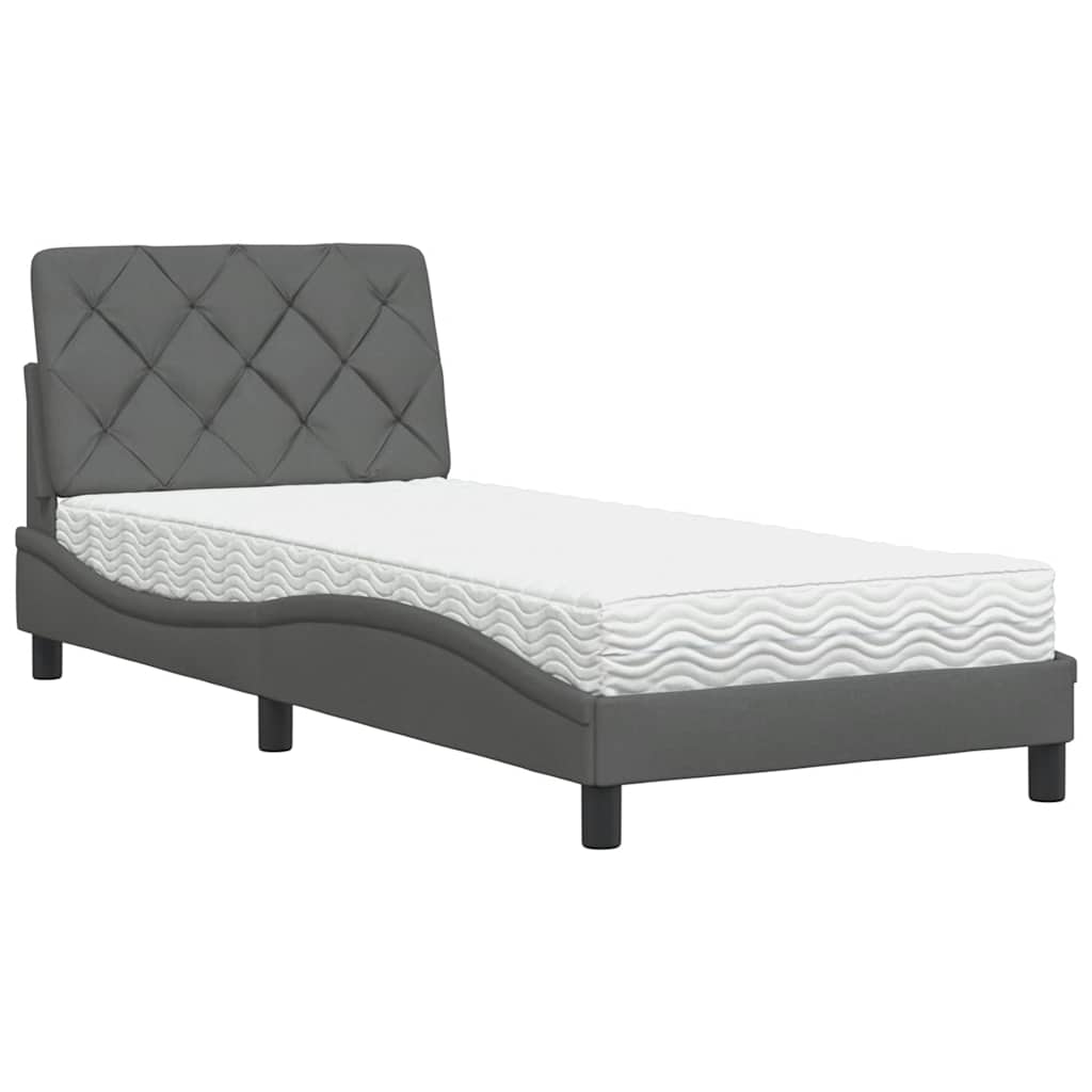 vidaXL Bed met matras stof donkergrijs 80x200 cm grijs, foto 3