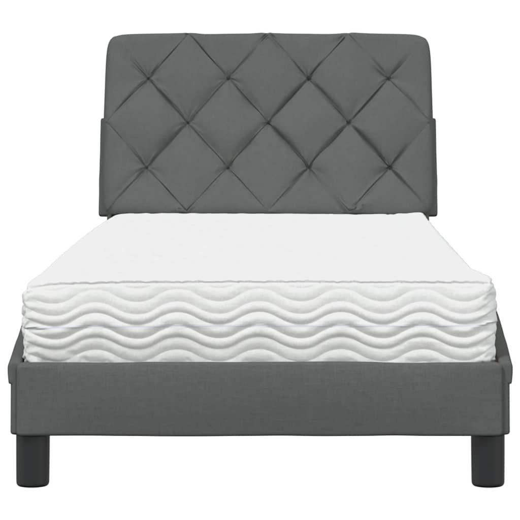vidaXL Bed met matras stof donkergrijs 80x200 cm grijs, foto 4