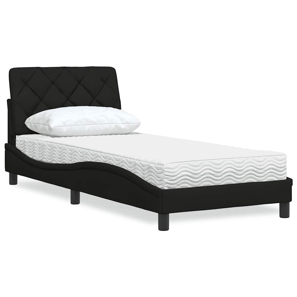 vidaXL Bett mit Matratze Schwarz 80x200 cm Stoff