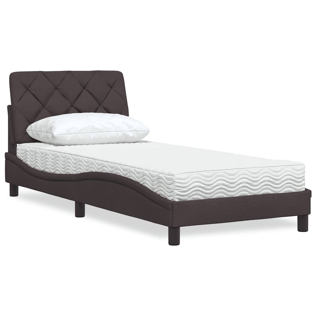 vidaXL seng med madras 80x200 cm stof mørkebrun
