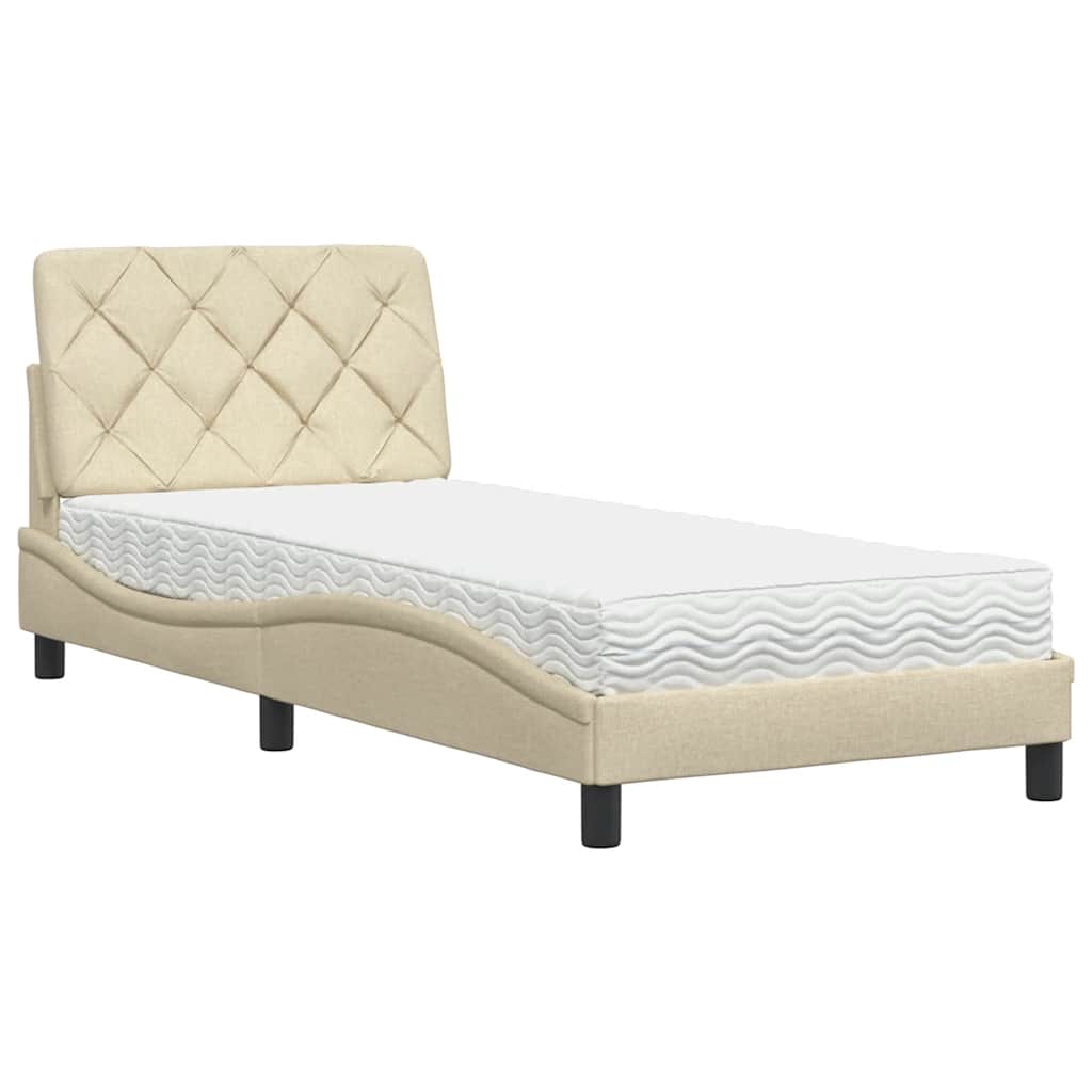 vidaXL Postel s matrací krémová 80 x 200 cm textil