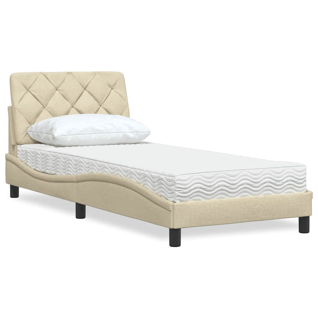 vidaXL Bett mit Matratze Creme 80x200 cm Stoff