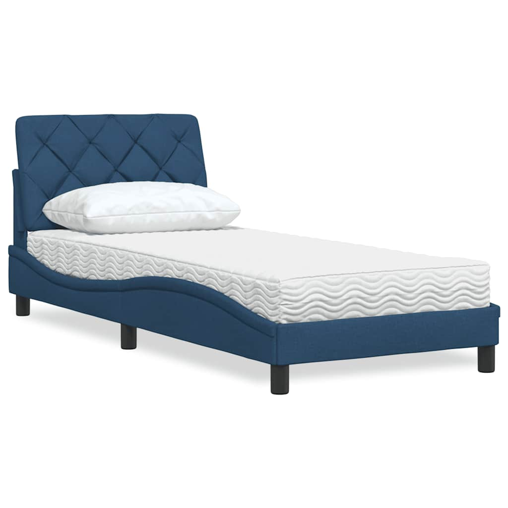 vidaXL Bett mit Matratze Blau 80x200 cm Stoff