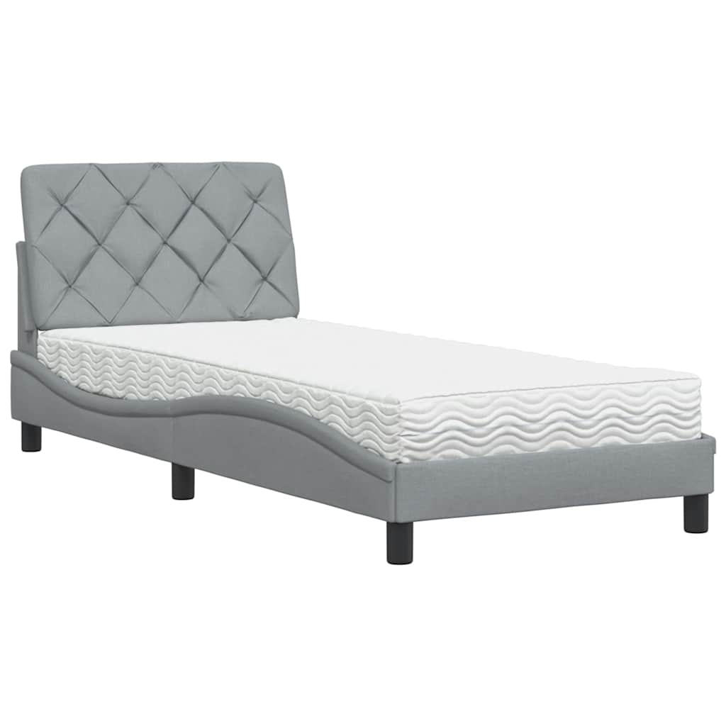 vidaXL Postel s matrací světle šedá 90 x 190 cm textil