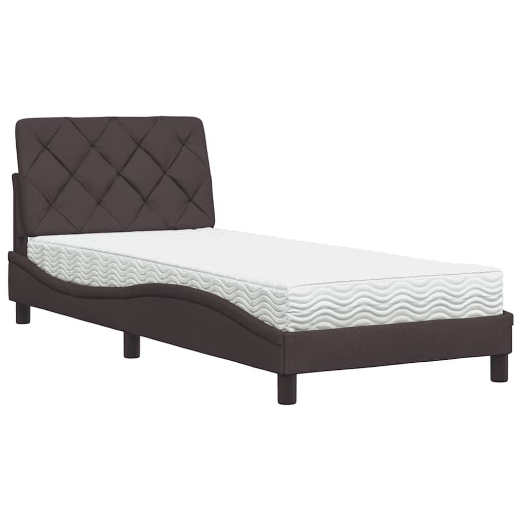 vidaXL Postel s matrací tmavě hnědá 90 x 190 cm textil