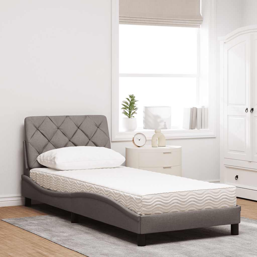vidaXL Bed met matras stof taupe 90x190 cm afbeelding