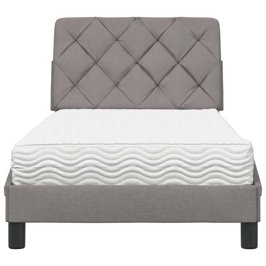 vidaXL Bed met matras stof taupe 90x190 cm, foto 4