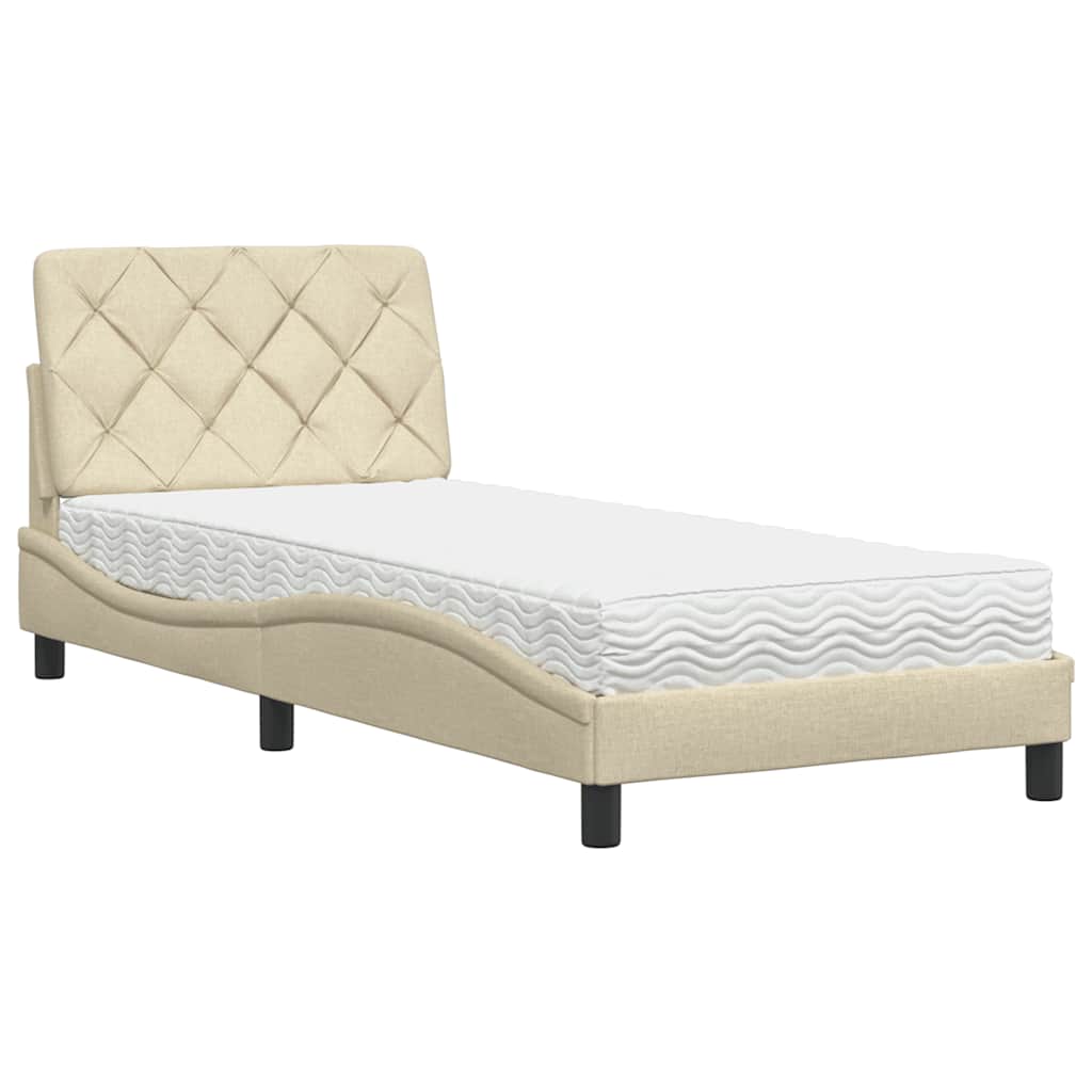 Thumbnail - vidaXL Bett mit Matratze Creme 90x190 cm Stoff