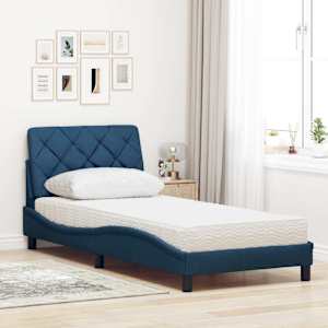 Postel s matrací modrá 90 x 190 cm textil - obrázek 3
