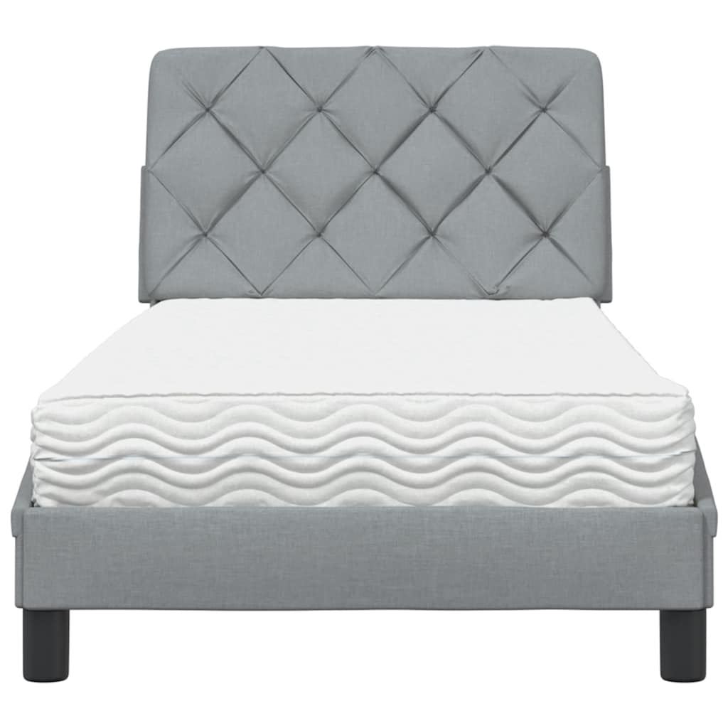 vidaXL Bed met matras stof lichtgrijs 90x200 cm grijs, foto 4