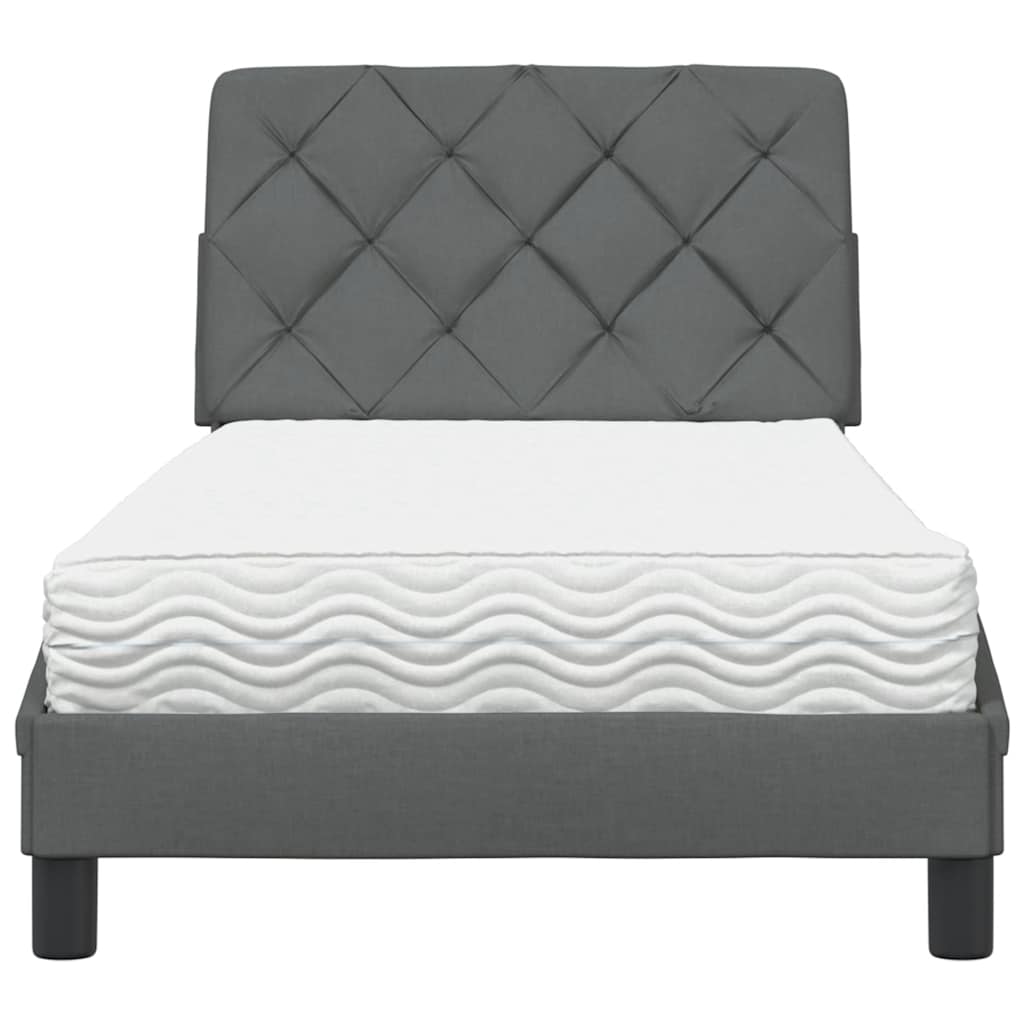 vidaXL Bed met matras stof donkergrijs 90x200 cm grijs, foto 4