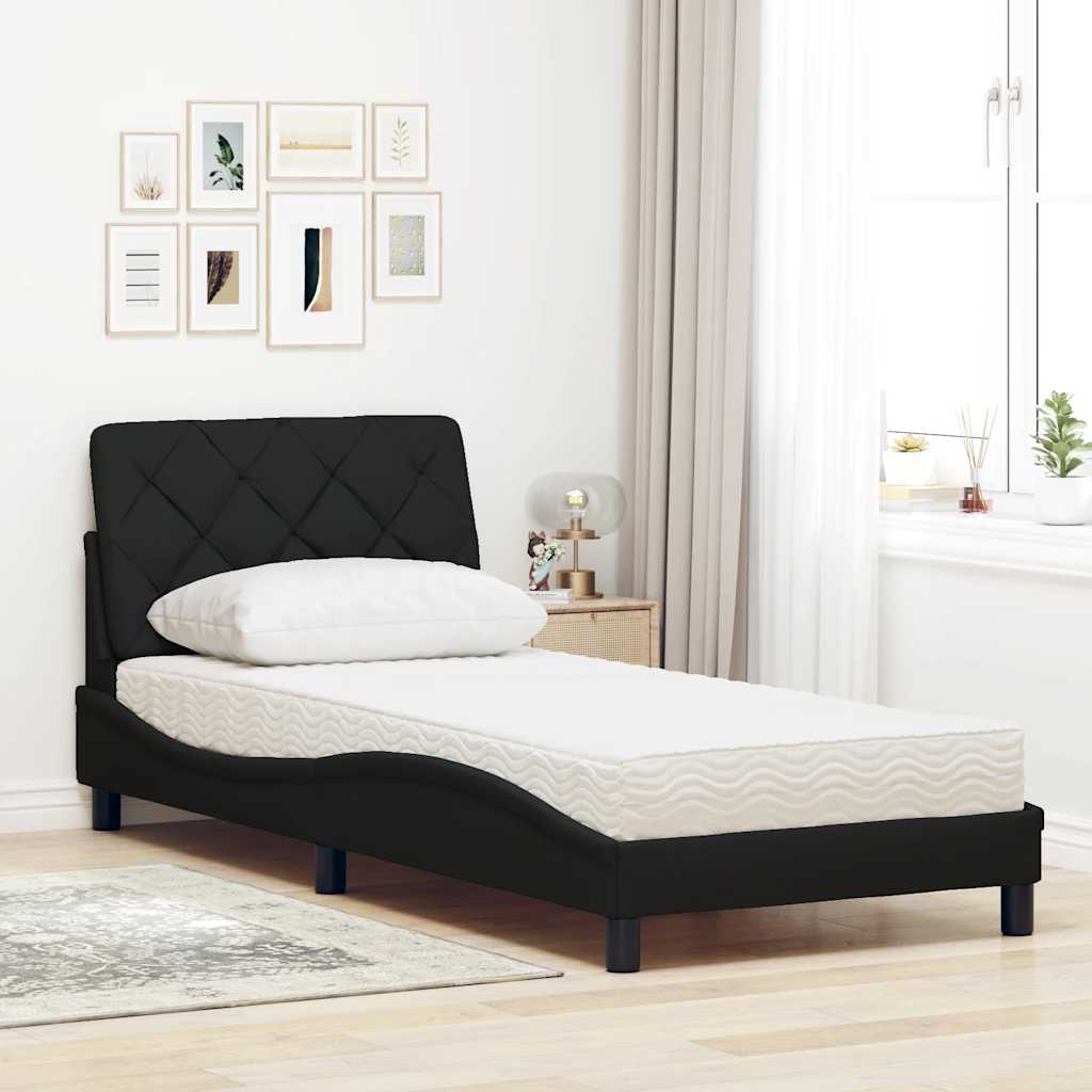 vidaXL Bed met matras stof zwart 90x200 cm, foto 2