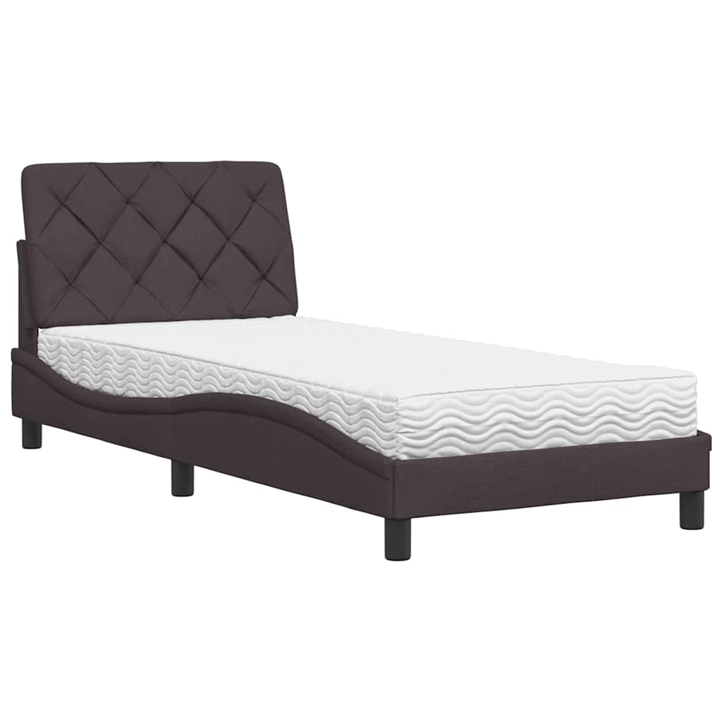 vidaXL Bed met matras stof donkerbruin 90x200 cm bruin, foto 3
